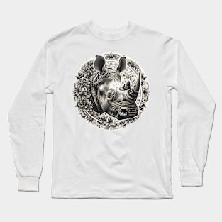 Mandala - Rhino B&W Long Sleeve T-Shirt